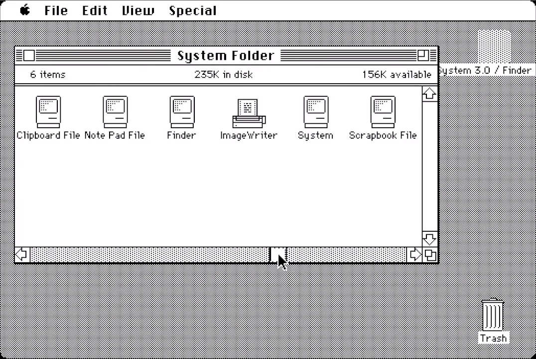 Mac OS System 3 Finder (1986)
